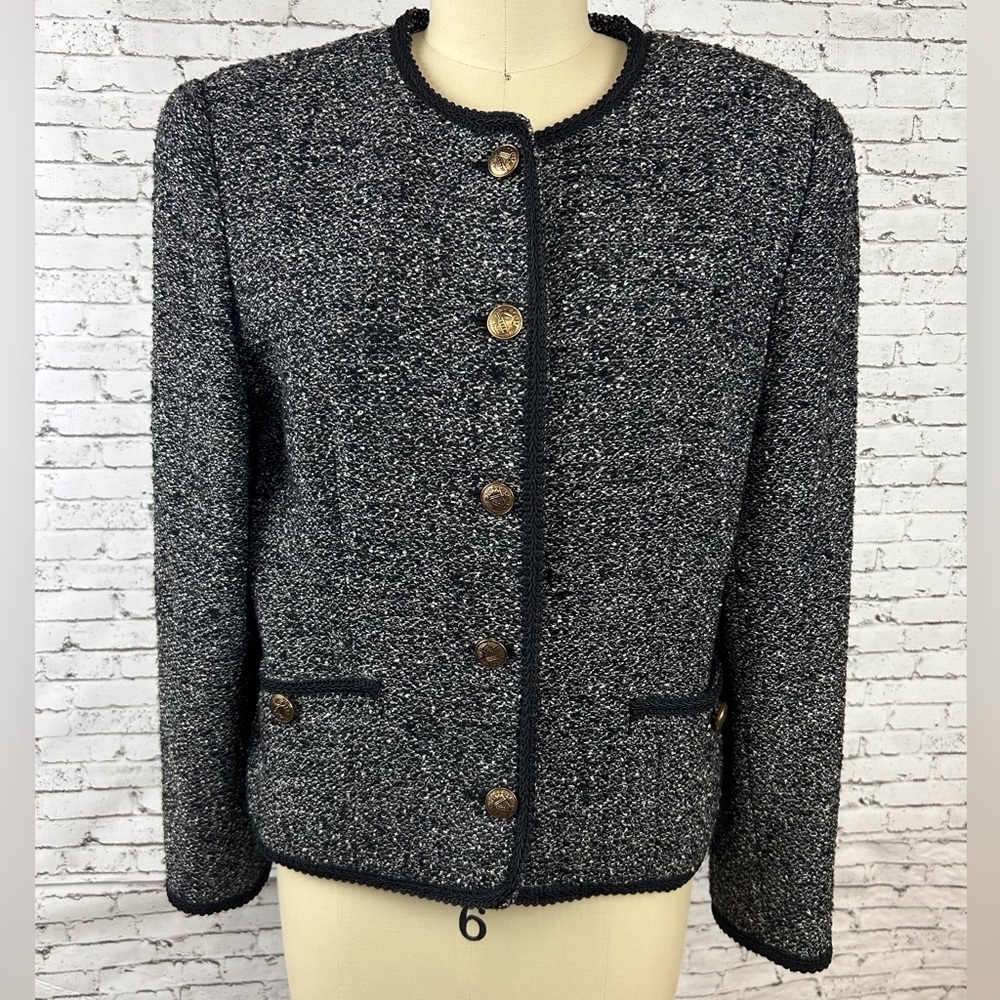 Louis Feraud | Textured Black and White Blazer size 10